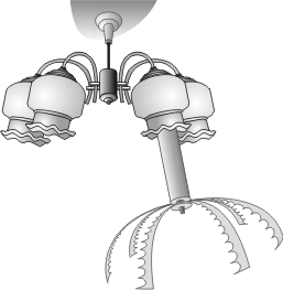 Ионизатор воздуха (Люстра Чижевского) Аэроион-25, подвеска к потолку, потолочный вариант, использование светильников